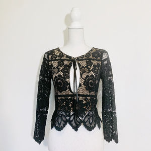 NWOT For Love & Lemons size S black lace blouse